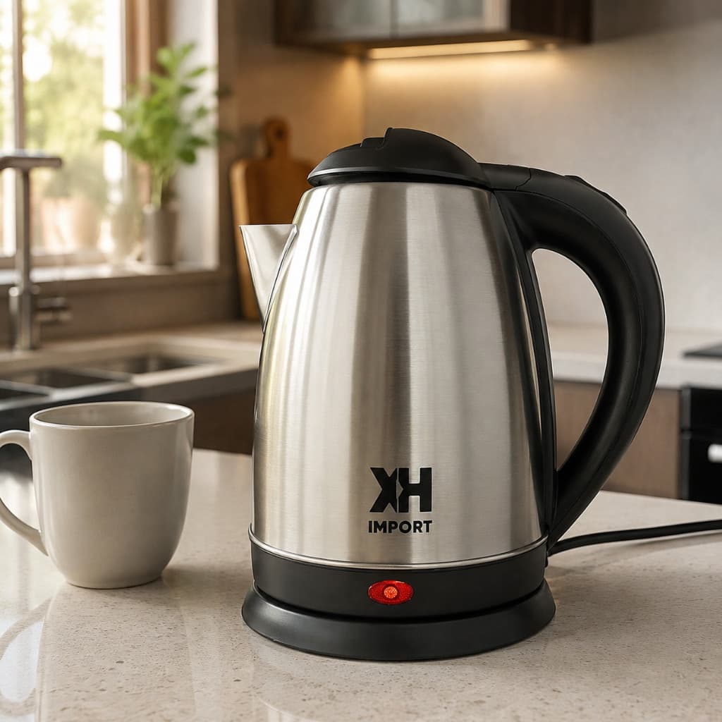 Chaleira Elétrica Inox 1,8L 110V 1000W Base Removível Desligamento Automático Jarra Bule Leiteira