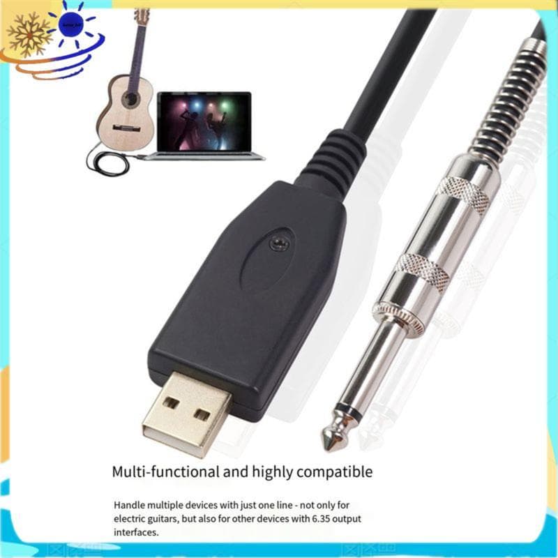 [Le's Shop] Cabo De Interface USB Para 6.35 Mm Gravação De Guitarra Elétrica Com Conectores Banhados A Ouro E Redução De