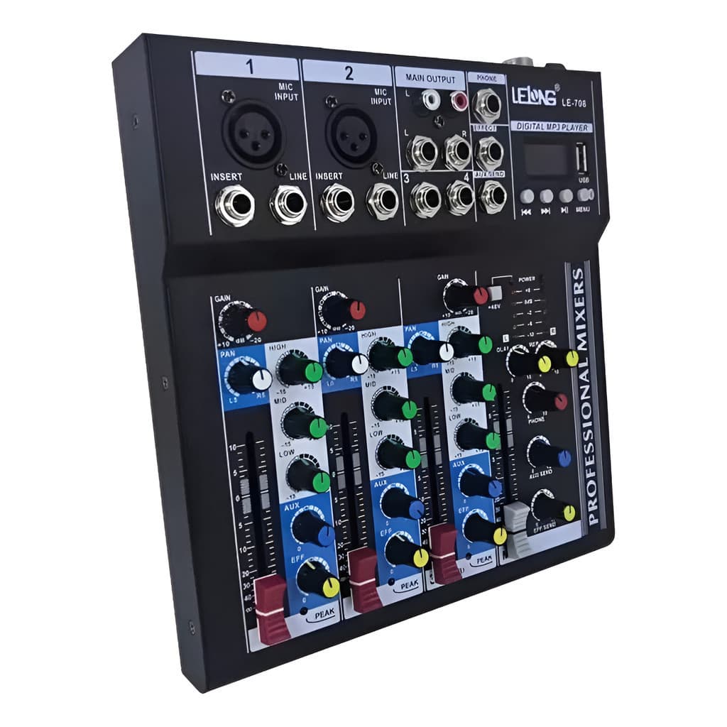 Mesa De Som 4 Canais Bluetooth Mixer Player Usb Digital