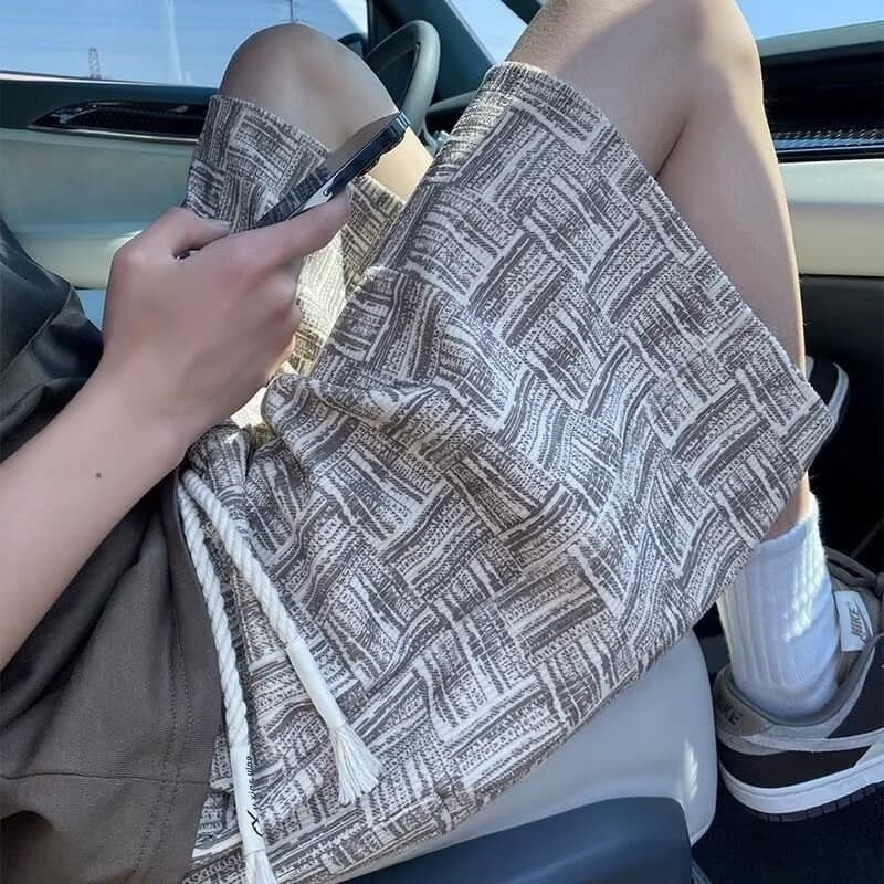 P xadrez Tie-Dye solto shorts esportivos masculinos verão calças finas Street Wear Casual shorts masculinos verão