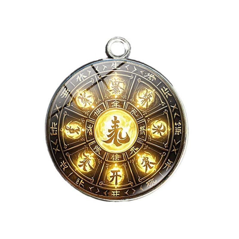 Único lado 30mm oito portas de bloqueio de ouro matriz pingente de aço inoxidável carro pendurado roupas colar acessório