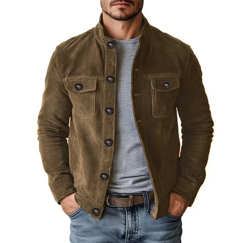 Novo masculino Casual europeu americano jaqueta novo estilo jaqueta de camurça sintética