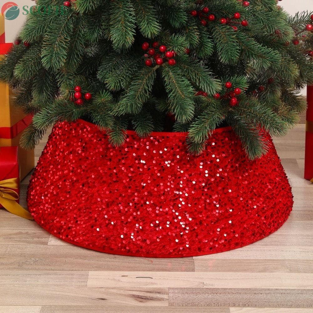 Base Surround Para Árvore De Natal SCOFIE , Saias Retrô De Lantejoulas , Saia Redonda Brilhante
