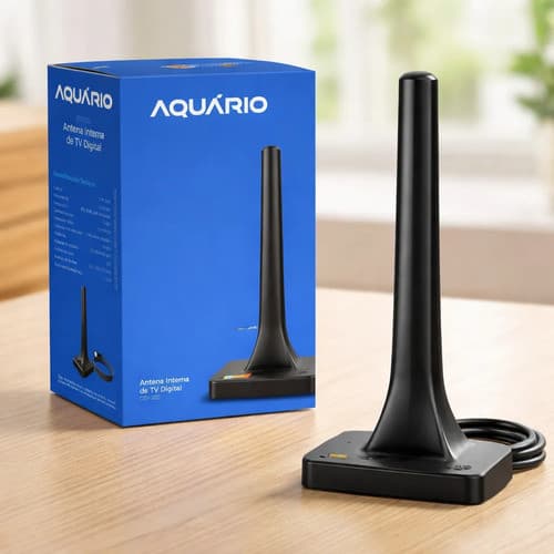 Antena Digital Interna Aquário Dtv-200 Cabo 2,5m Hdtv 4k Preto