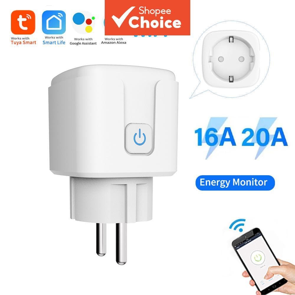 Tomada WiFi AXUS 16A/20A EU – Plug Inteligente com Monitoramento de Energia, Controle por Voz, Temporizador, Compatível