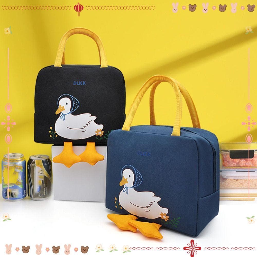 Cooler Lunch Bag Bonito Dos Desenhos Animados Pato Saco De Armazenamento Viagem Criança Estudante Lancheira