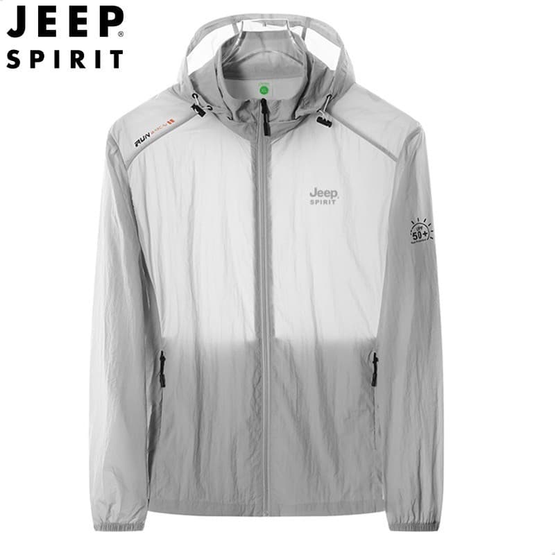 JEEP SPIRIT Protetor Solar Roupas Verão Seda Gelo Leve Jaqueta Respirável Esportes Ao Ar Livre Com Capuz Protetor Solar