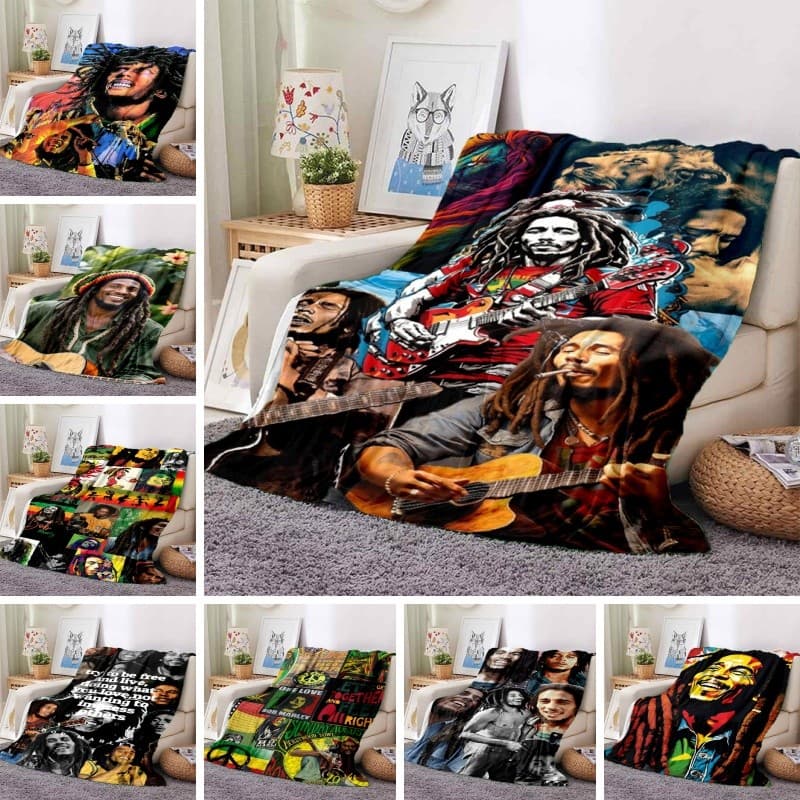 Bob Marley Cobertor Personalizado De Flanela Macia , Quente , Lavável À Máquina , Presente Para Sofá De Carro
