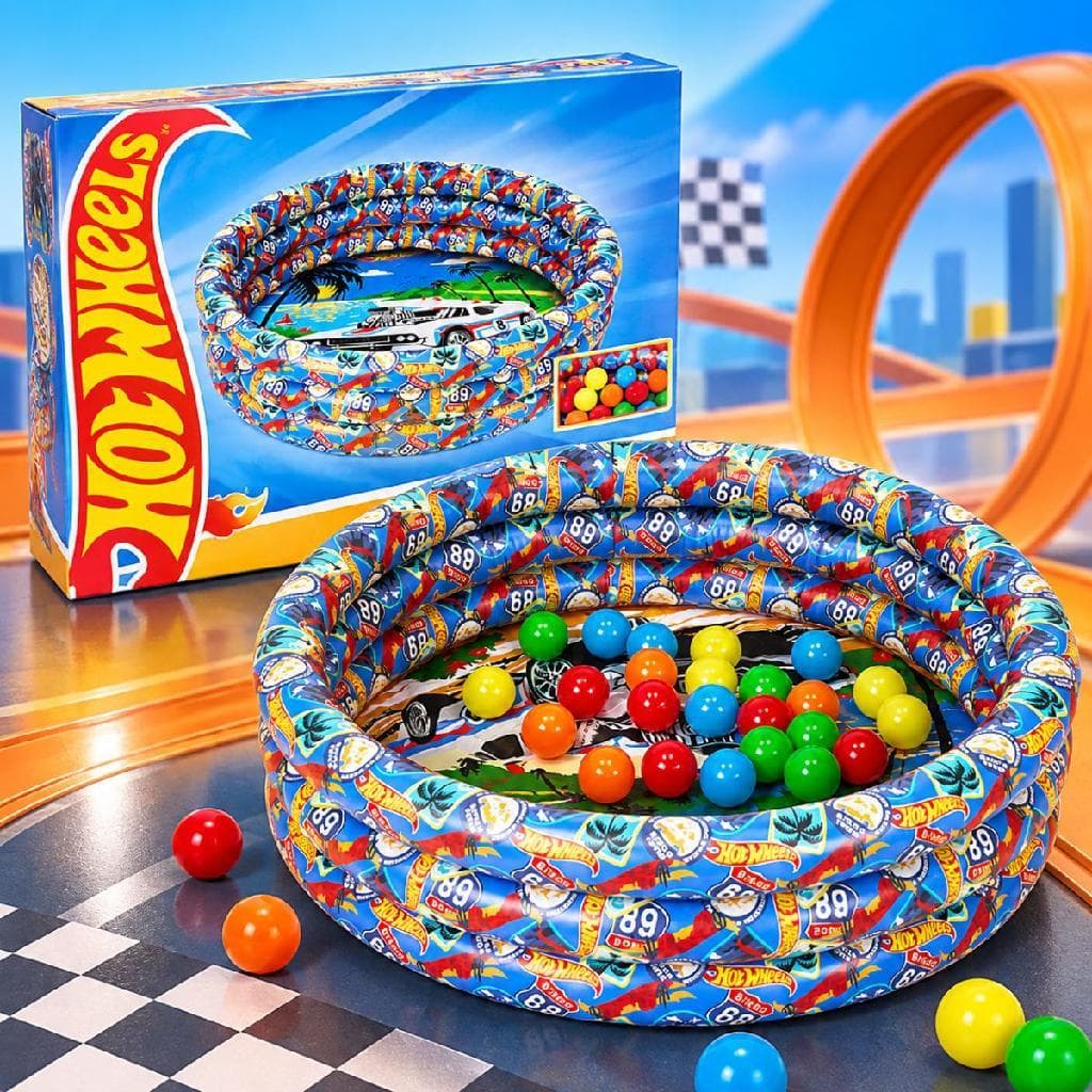 Piscina de Bolinhas Hot Wheels Inflável Infantil 2 em 1 Água 25 Bolinhas
