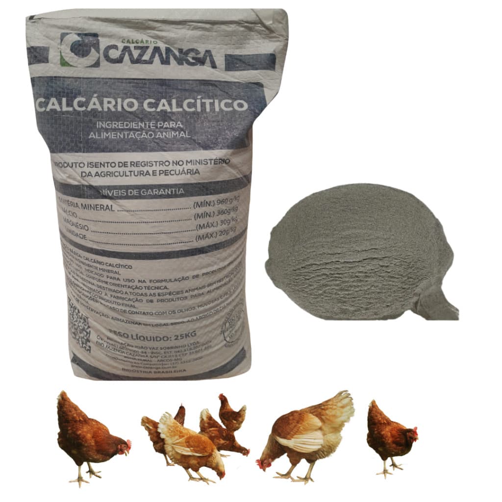Calcário Calcítico 25kg Galinha Postura Poedeira Calcita  Aves, Cavalo , Porco