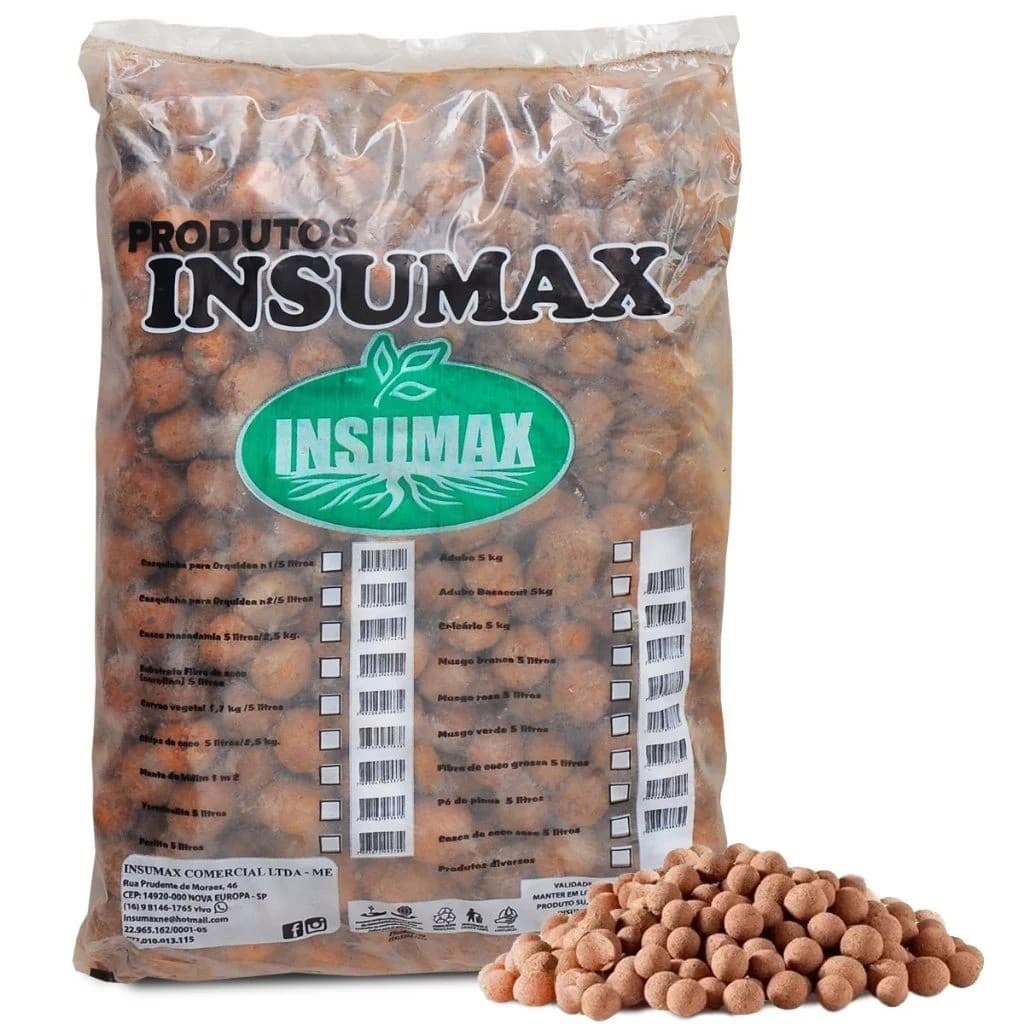 Argila Expandida para Paisagismo e Drenagem de Vasos 5 Litros (1,8Kg) - Insumax