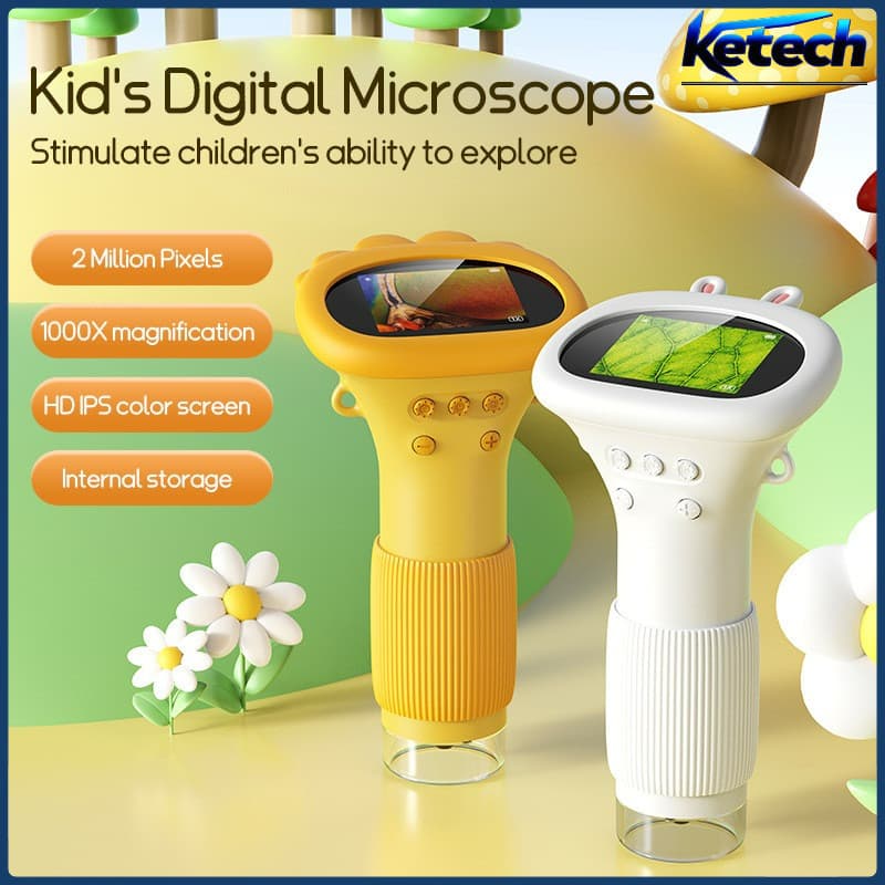 Microscópio Infantil , Digital De Bolso Portátil Para Crianças , Lupa Eletrônica De Tela IPS Com LED Foto E Vídeo