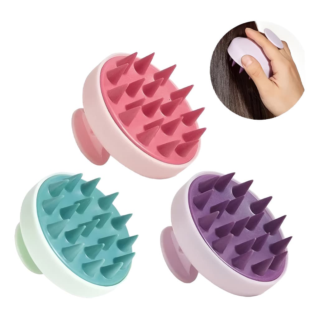 Escova Para Couro Cabeludo Massajador Com Silicone Macio