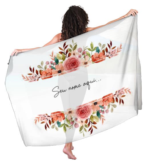 Canga Saida de Praia com nome personalizado 90x140cm