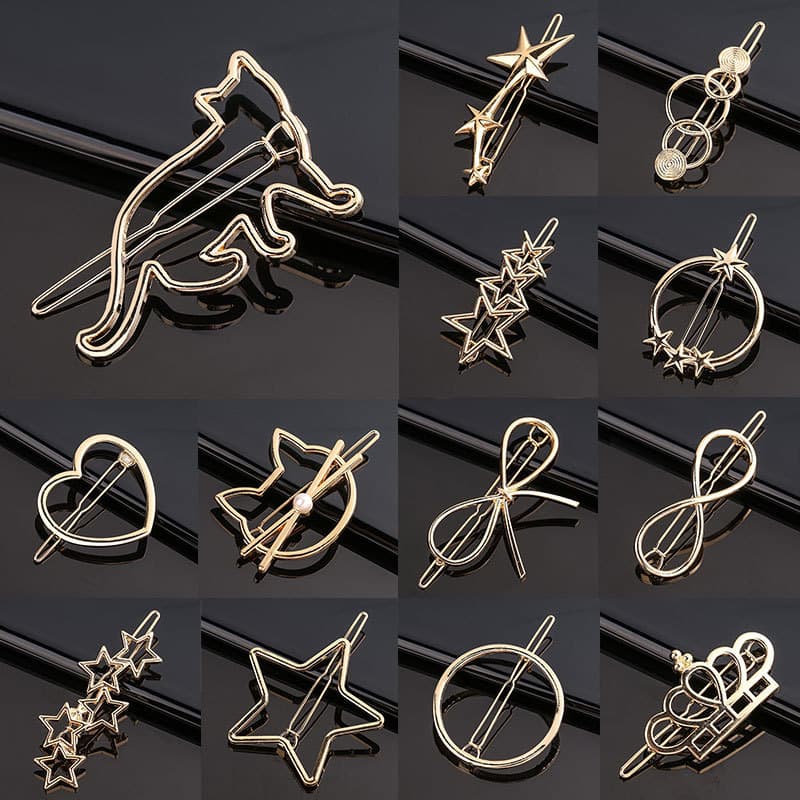 Acessórios De Cabelo Metal Amor Coração Clipe Estrela Redondo Grampos Moda Requintado