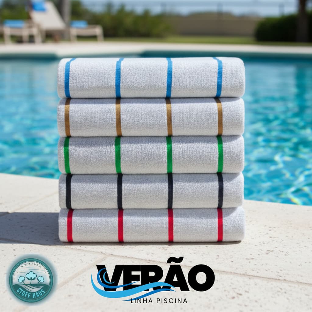 Kit 05/04/03 e 02 Toalha de Piscina Verão Banhão Algodão Hotel Praia Pousada Premium Deluxe