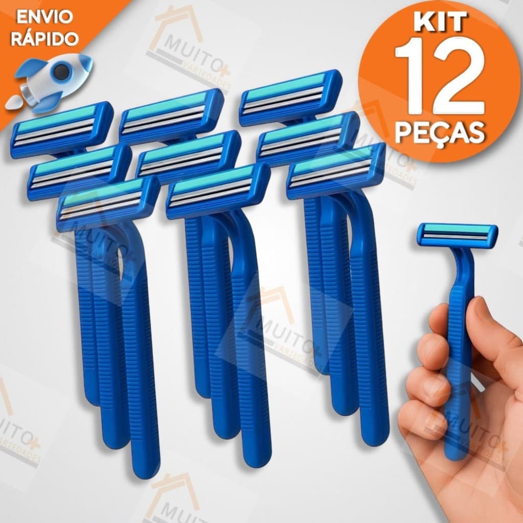 Kit 12 Barbeador Masculino e Feminino Aparelho de Barbear Intimo Descartável com Fita Lubrificante