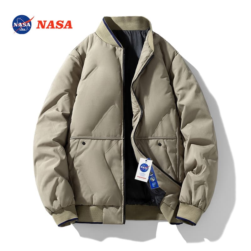 NASA Co-Branded jaqueta acolchoada masculina inverno engrossado quente acolchoado jaqueta à prova de vento vôo uniforme