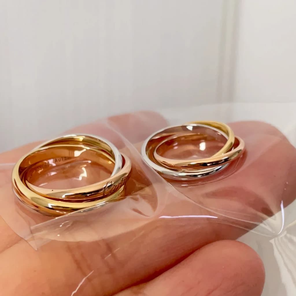 Anel feminino de três cores, feito de aço titânio, prata, ouro rosa e aço inoxidável, design três em um, não desbota, se