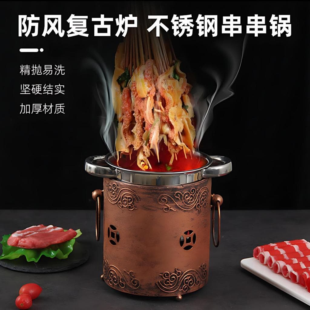 Shabu barriga pote comercial picante shabu cabelo barriga pote de álcool de aço inoxidável aprofundado espeto pote único