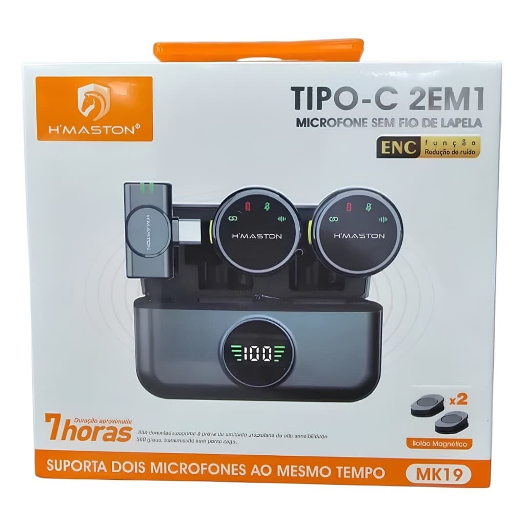 Microfone De Lapela Sem Fio Usb-c iPhone Samsung
