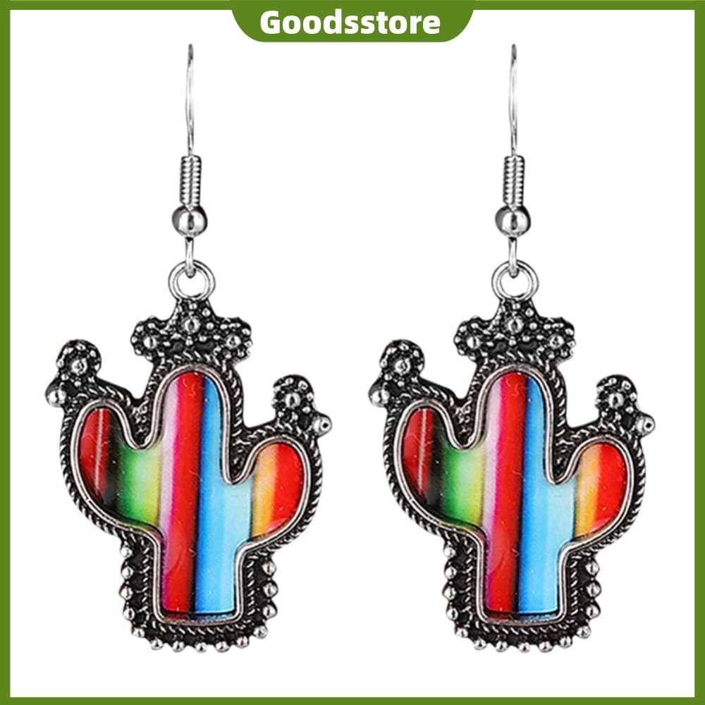 Brincos Pendurados De Cacto Retrô Turquesa Gancho Brinco Joias Para Meninas [Goodsstore.br]