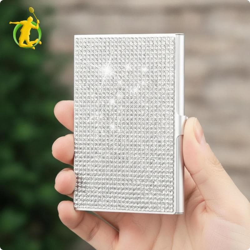 [Asiyy] Porta-Cartões Com Trava De Visita Em Aço Inoxidável Estojo De Metal Bolso De Strass Para Profissionais , Eventos
