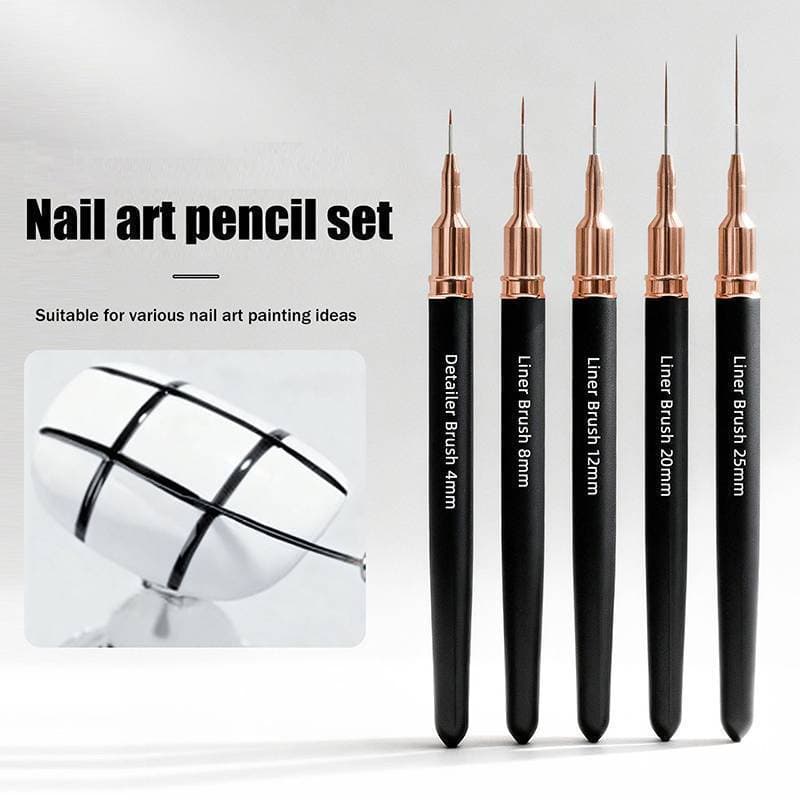 [sourcecome] 5 Peças De Pincéis Para Forro De Unhas , Caneta De Pintura De 4-25 Mm Linhas Longas E Boutique De Detalhes