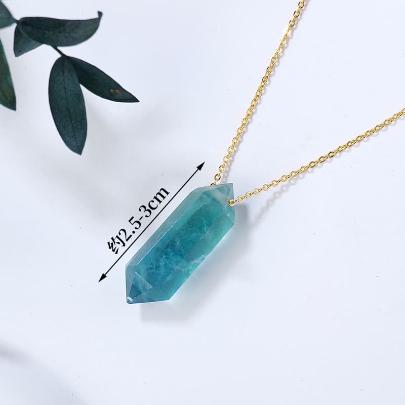 Colar Com Pingente De Ponto De Cristal De Terminação Dupla Natural , Joia Prisma Hexagonal Para Mulheres Estilo Europeu