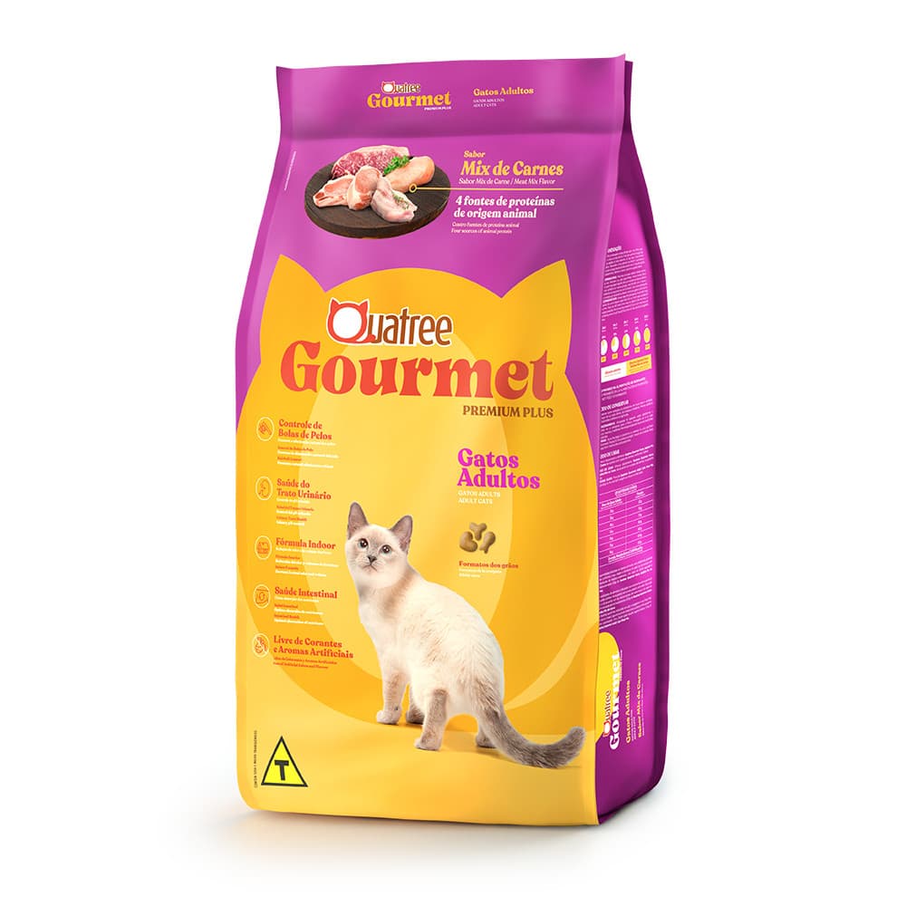 RAÇÃO QUATREE GOURMET GATOS ADULTOS MIX DE CARNES 1KG