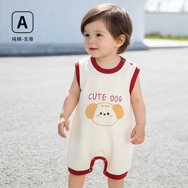 Infantil sem mangas colete macacão verão estilo fino puro algodão classe a masculino feminino bebê roupas de verão respi