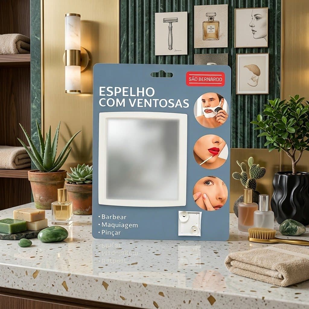 Espelho para Banho com Ventosas – Praticidade para Barbear e Cuidados Pessoais