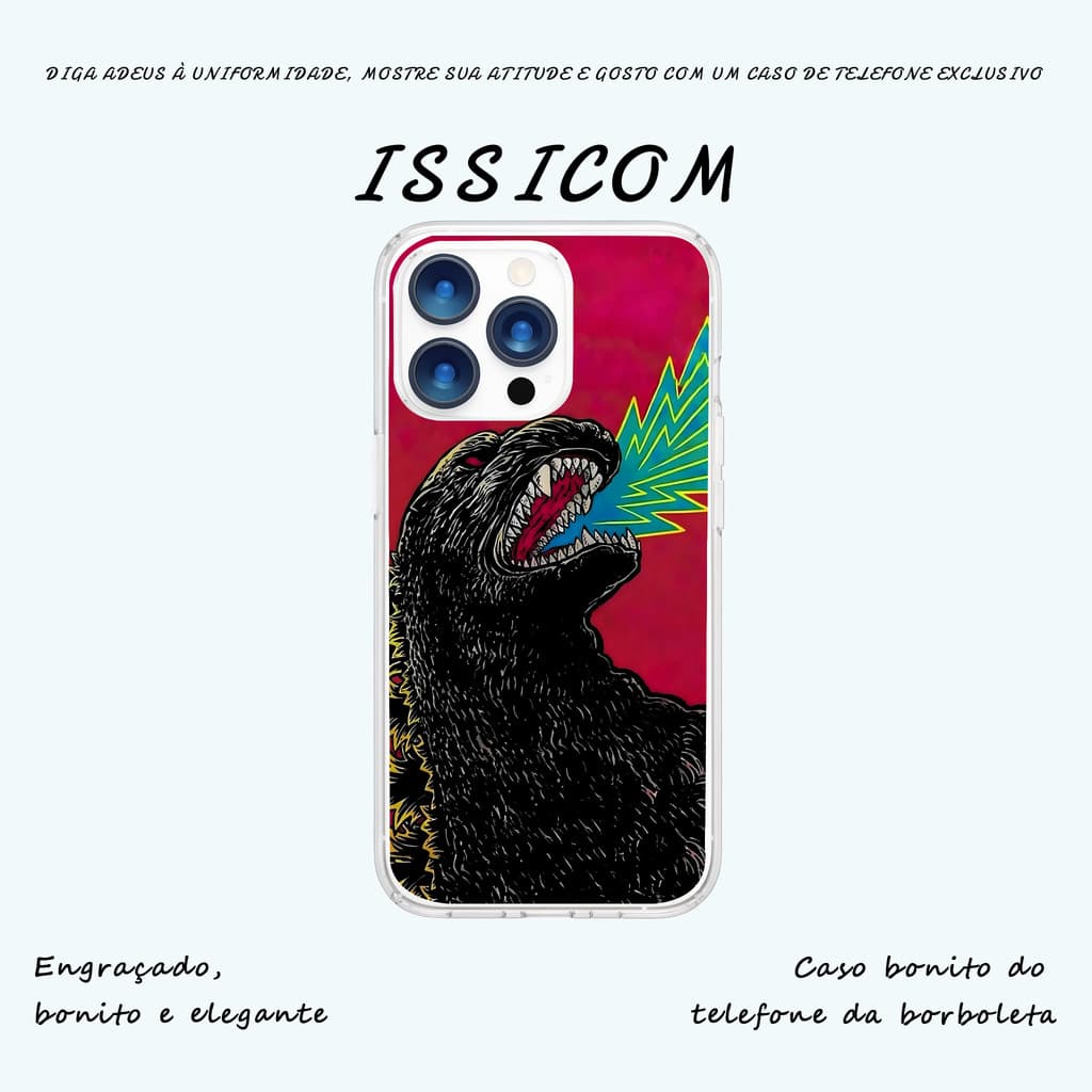 Capa de Celular Godzilla Caso de telefone mulher capinha capinha iphone Pintura para iPhone XR até 17 Pro Max