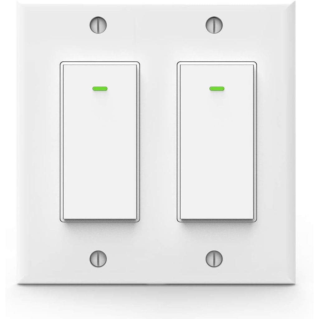 Interruptor de Luz Inteligente, Interruptores de Luz WiFi Duplos Inteligentes, Interruptor Inteligente de 2 Saídas Compa