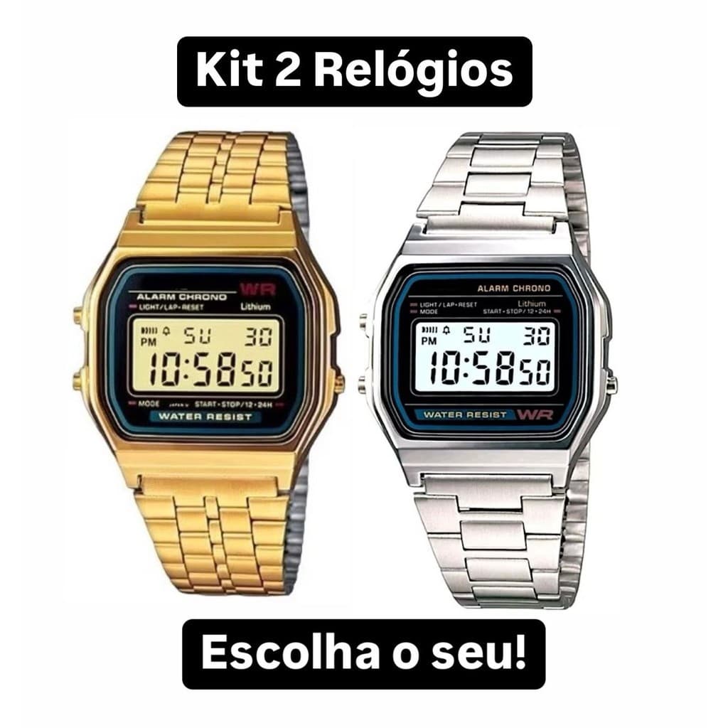Kit 2 Unidades Relógios Digitais Aço inoxidável Entrega Rápida