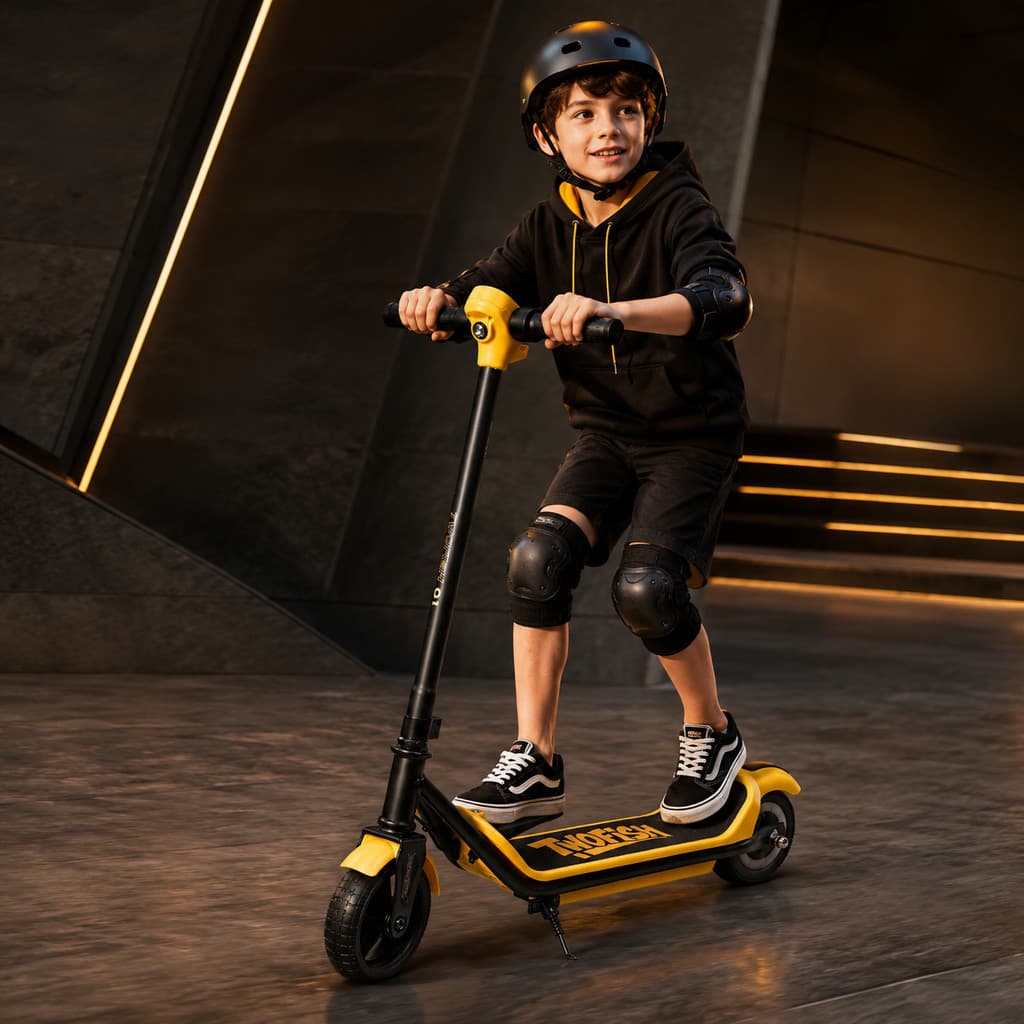 Patinete Infantil Elétrico Two Fish Q1 24V 2.5Ah LED LCD Bluetooth 15km/h com Kit Proteção
