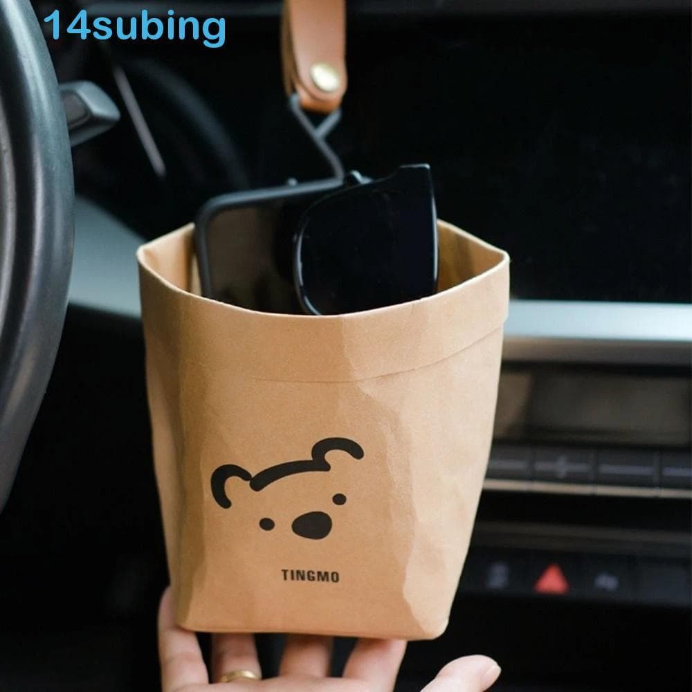 SUBING Organizador De Veículos , Lata De Lixo Portátil Em Forma De Urso Para Ventilação De Ar De Carro , Lixeira Multius