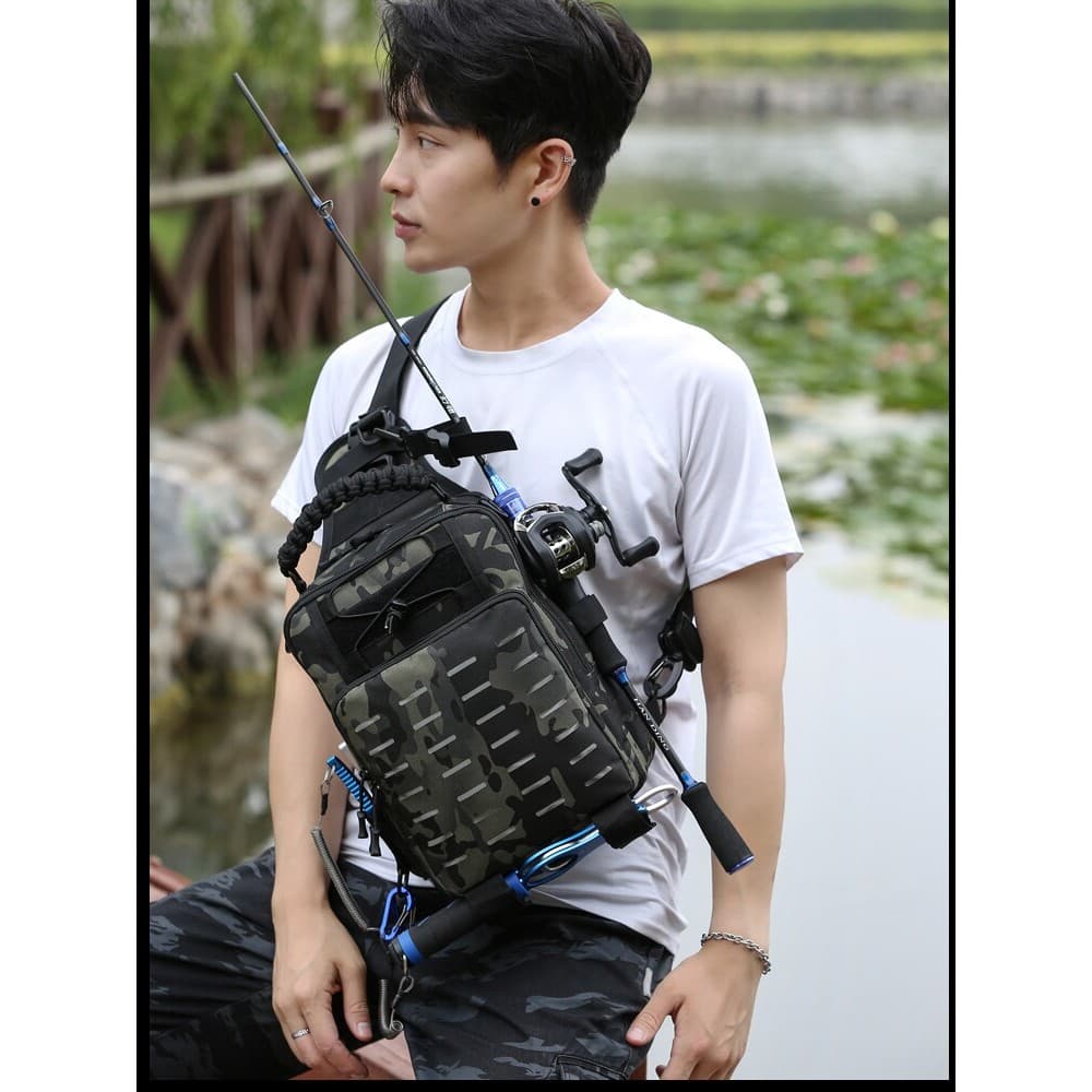 Novo saco de peito masculino multifuncional isca saco única mochila Crossbody tático cintura saco de pesca saco especial