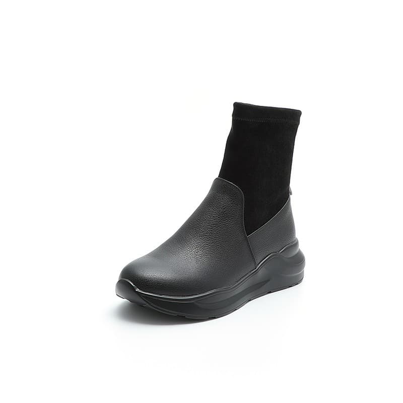 36-38 Tamanho Francês D-Top Camada Couro Mais Veludo Leve Confortável Botas Curtas Casuais ZK2013062