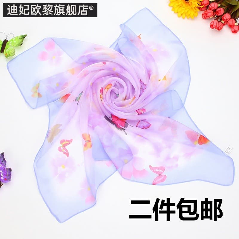 Lenço de seda verão estilo fino All-Match pequeno lenço quadrado feminino versão coreana lenço decorativo Chiffon pescoç