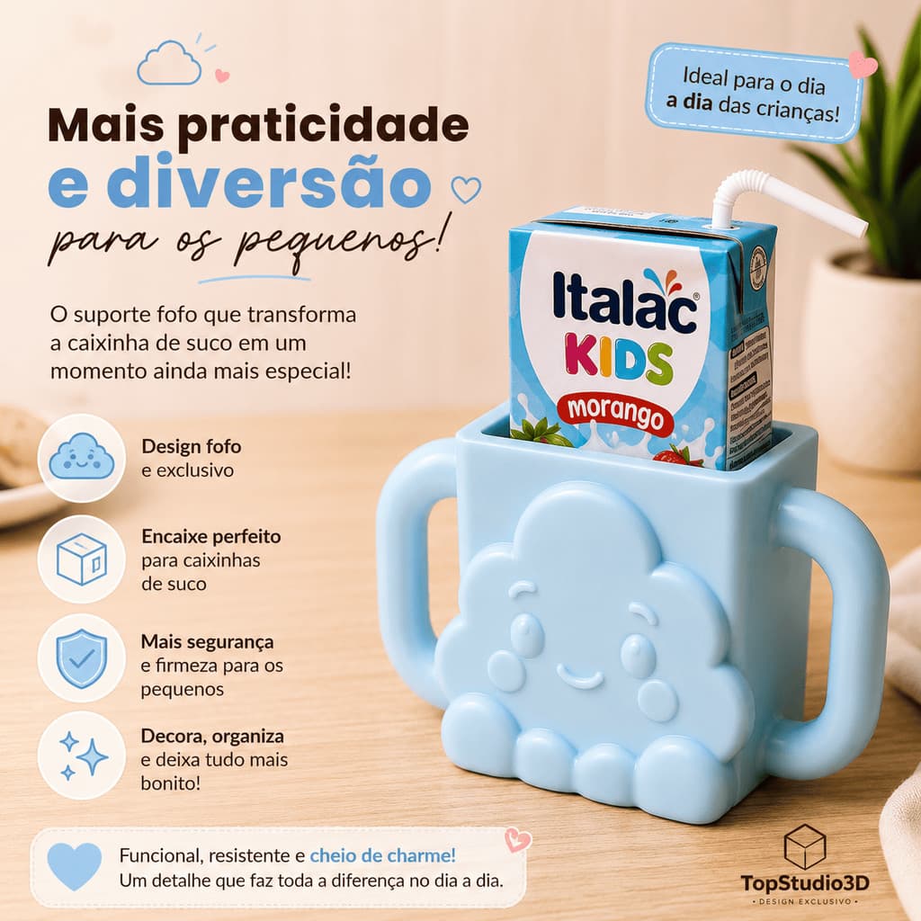 Suporte Fofinho para Caixinha de Suco Infantil – Nuvem