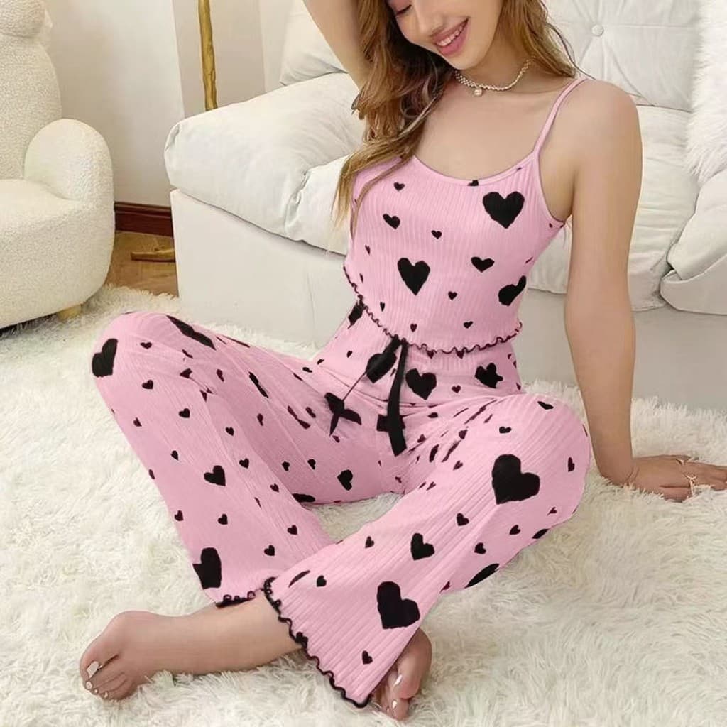 Conjunto de pijama de duas peças com camisola e calças compridas para uso doméstico NN6P