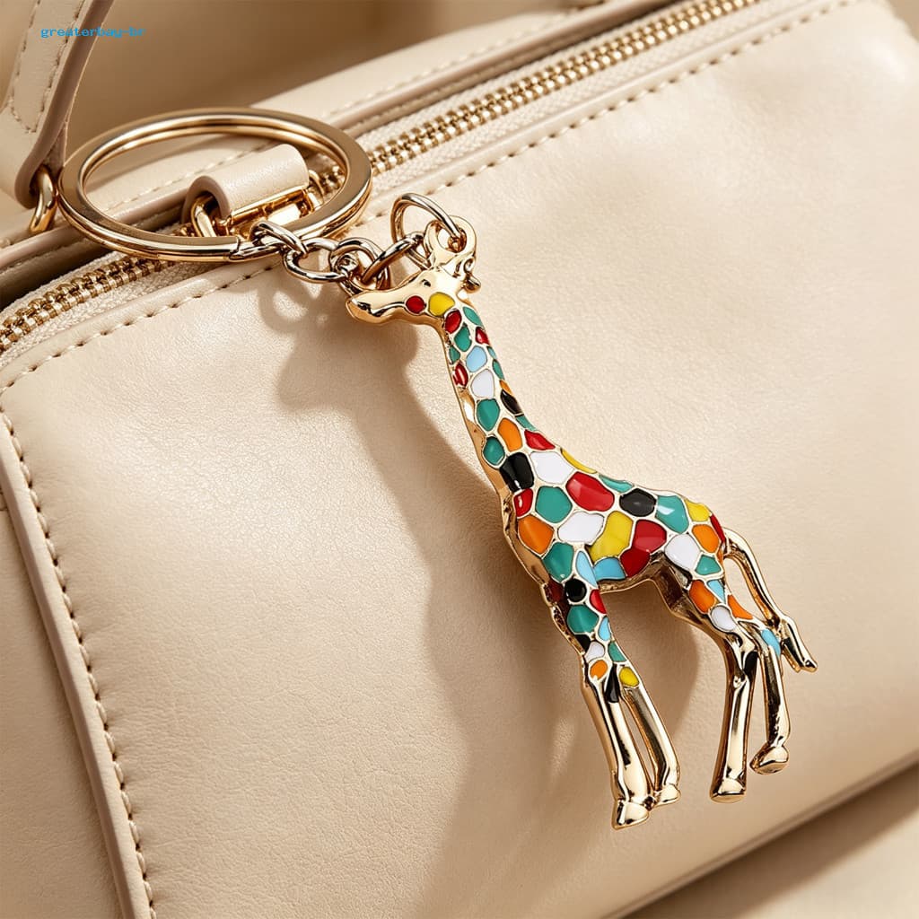 Colorful Giraffe Keychain Pendant Zinc Alloy Lightweight Charm for Keys Backpack Bag Accessory Portable and Durable Gift
