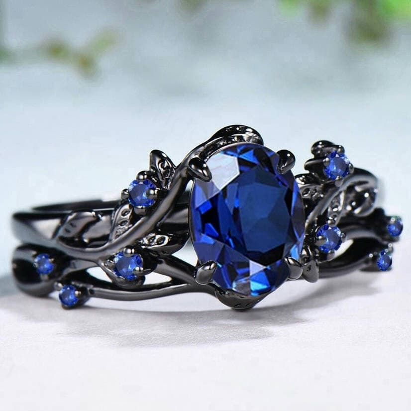MONICOO Novo Estilo Moda Anel Arma Preto Incrustado Mar Azul Anel de Diamante ins Noivado Feminino