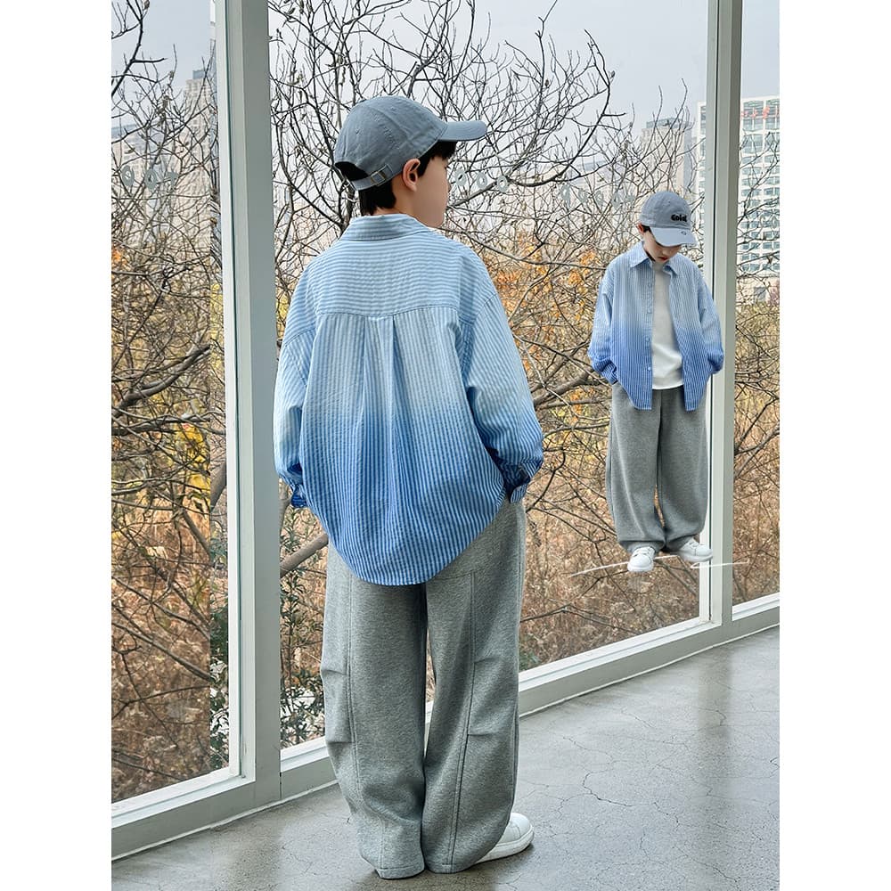 Meninos gradiente cor listrado camisa primavera outono estilo 2026 primavera novo estilo meninos moda topo crianças cami