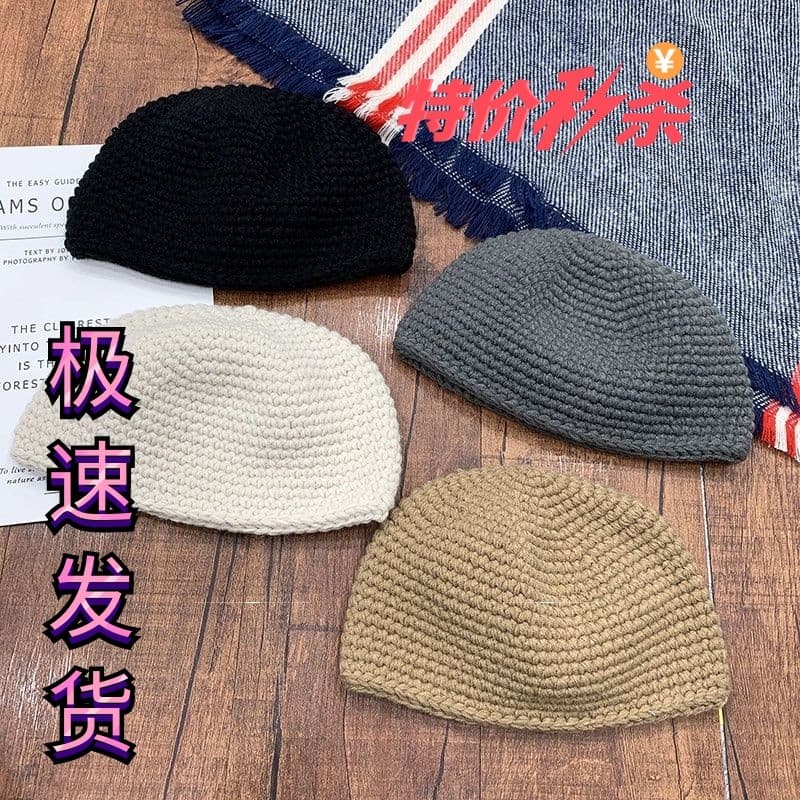 Landlord chapéu masculino outono mão-malha Yuppie chapéu de lã moda All-Match Baotou chapéu versão coreana melancia chap