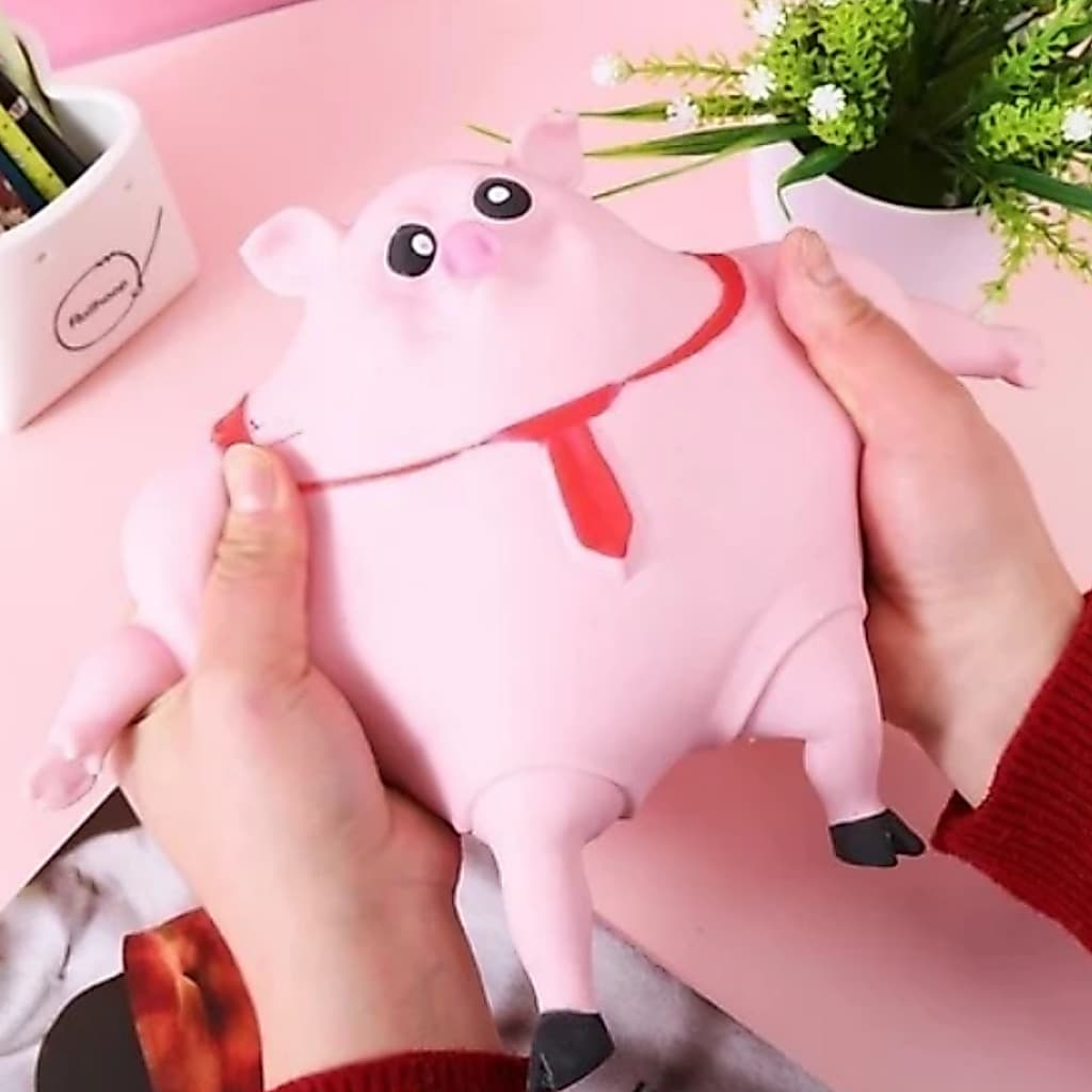 Brinquedo Porquinho Rosa Squishy com Areia Mágica Apertar Alivio De Estresse