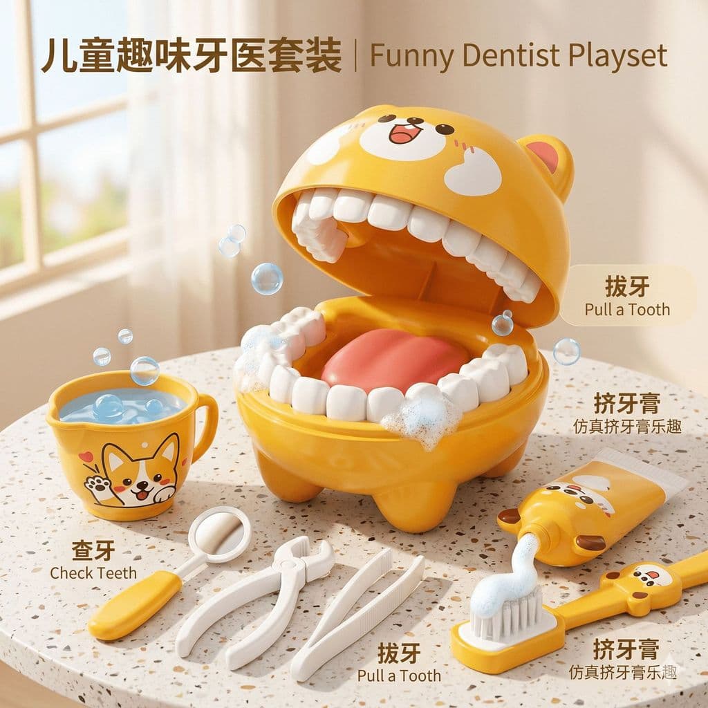 Brinquedo de Dentista para Cuidados Orais, Conjunto de Brinquedos de Dentista para Crianças, Simulação MHTB