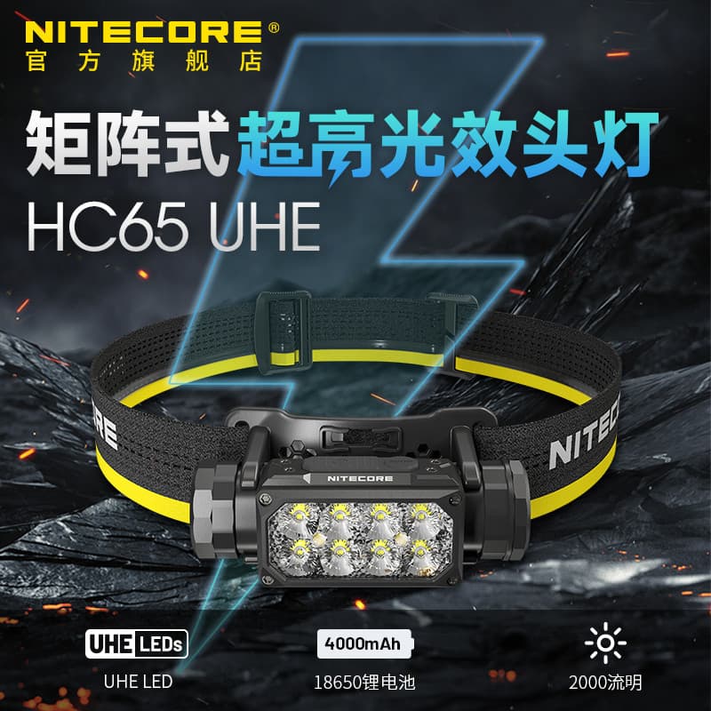 NITECORE NITECORE hc65uhe Farol de Metal com três fontes de luz para montanhismo ao ar livre Farol de luz forte