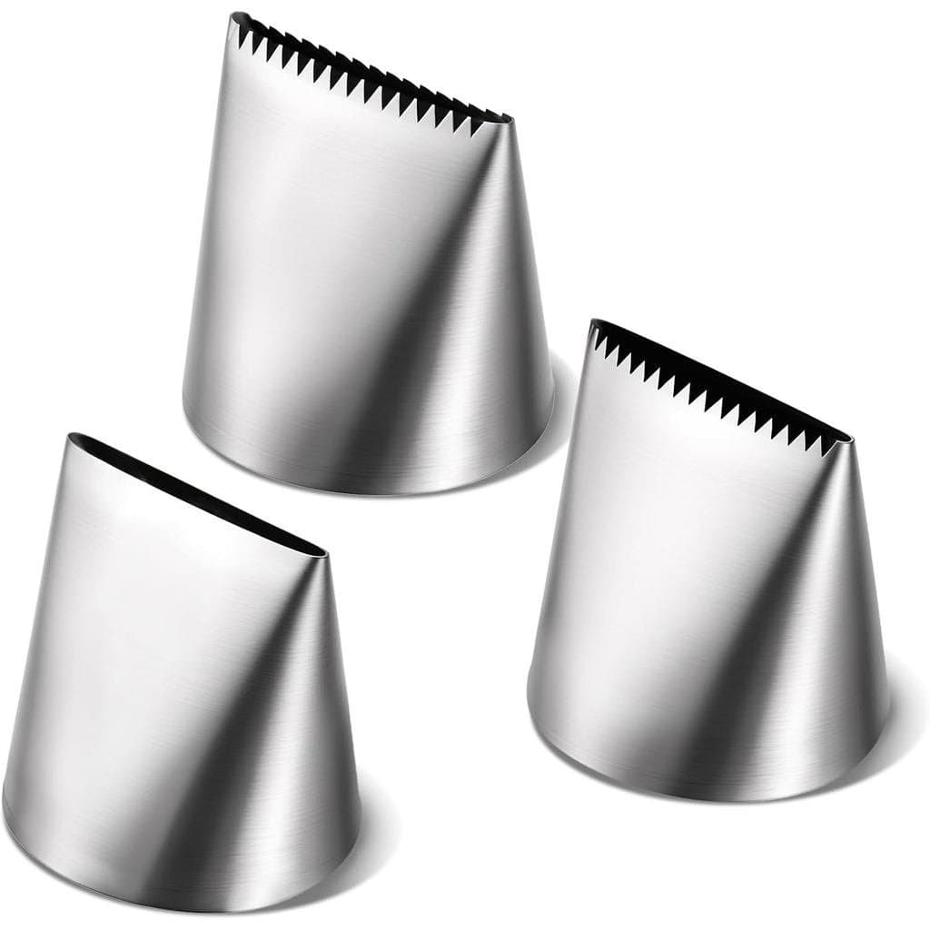 Ptwola Conjunto de 3 Bicos de Confeitar Grandes, Kit de Decoração de Bolos em Aço Inoxidável, Bicos de Confeitar Pratead
